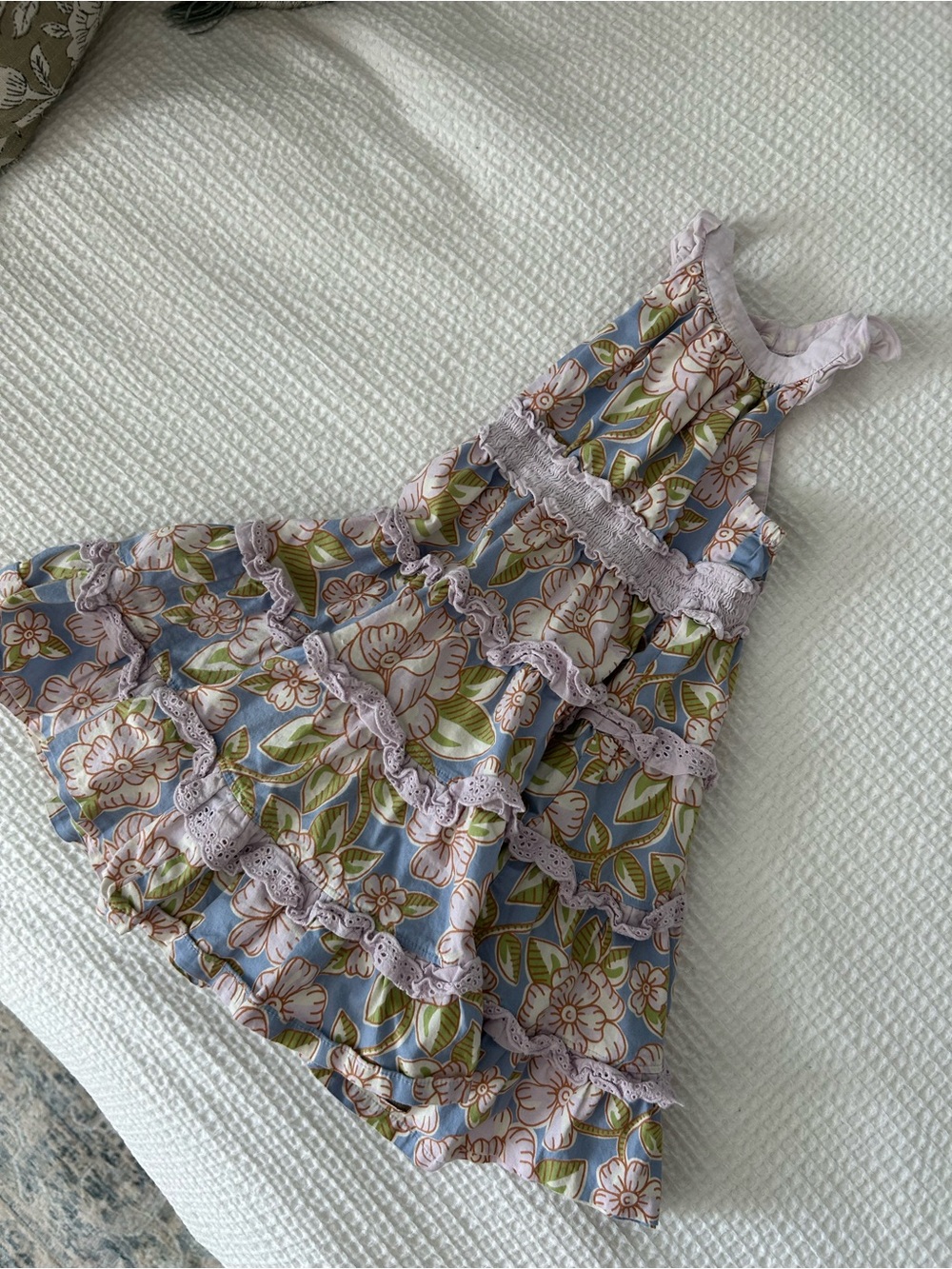 Matilda Jane Floral Ruffle Sleeveless Kids Dress in Lavender and Green
